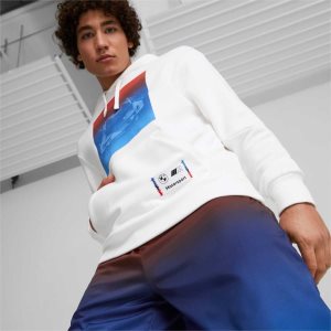 Puma Bmw M Motorsport Straßen Trip Hoodie Sweatshirts Herren Weiß | YPXCGJV-09