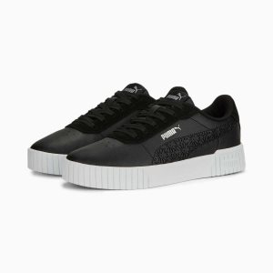 Puma Carina 2.0 Laser Cut Sneakers Damen Schwarz Grau Silber | CVEMYXR-67