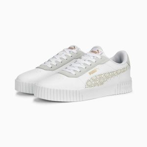 Puma Carina 2.0 Laser Cut Sneakers Damen Weiß Gold | XGWKFLT-35
