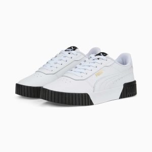 Puma Carina 2.0 Sneakers Damen Weiß Weiß Gold Schwarz | CMJXYQF-10