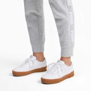 Puma Carina Leder Sneakers Damen Weiß Weiß | XPOLTWU-75