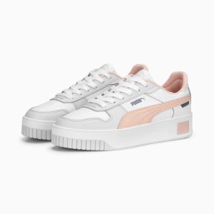 Puma Carina Street Sneakers Damen Weiß Rosa Grau | RTQNHUF-09