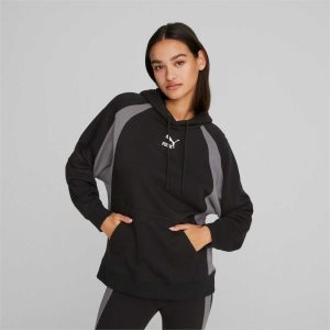 Puma Classics Block Hoodie Sweatshirts Damen Schwarz | JFEGPBU-01