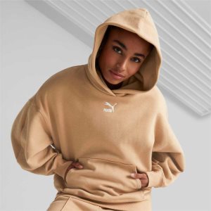 Puma Classics Oversized Hoodie Sweatshirts Damen Braun | CYUMLPO-49