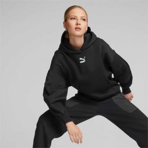 Puma Classics Oversized Hoodie Sweatshirts Damen Schwarz | NJRXPIY-32