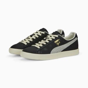 Puma Clyde Base Sneakers Damen Schwarz Weiß Gold | KHZMVEP-30