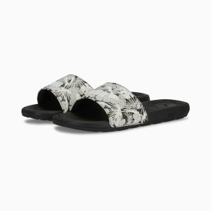 Puma Cool Cat 2.0 Flower Slides Sandalen Damen Schwarz Weiß | FTPEGRX-49