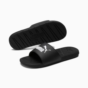 Puma Cool Cat 2.0 Slides Sandalen Herren Schwarz Weiß | ZKQVIAO-34