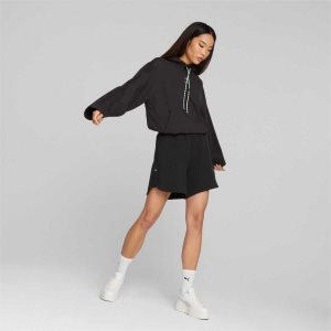 Puma Downtown High Waisted Kurze Hose Damen Schwarz | XASFKWZ-05