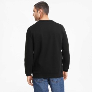 Puma Essentials Big Logo Crew Neck Pullover Sweatshirts Herren Schwarz | FLBMNHR-21