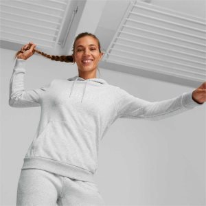 Puma Essentials+ Hoodie Sweatshirts Damen Hellgrau | WDPBJMY-80