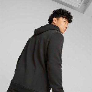 Puma Essentials+ Logo Power Hoodie Oberteile Herren Schwarz | DJKCPWS-18
