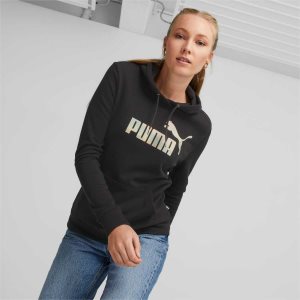 Puma Essentials+ Nova Shine French Terry Hoodie Sweatshirts Damen Schwarz | DKMHIXB-03