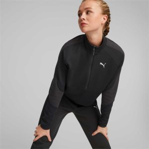 Puma Evostripe Half-zip Crew Neck Sweatshirts Damen Schwarz | XQSGKMI-83