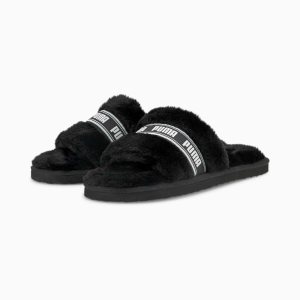 Puma Fluff Badelatschen Sandalen Damen Schwarz Weiß | MFPXQRE-26