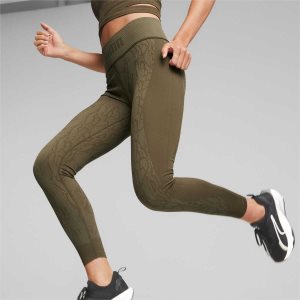 Puma Formknit Seamless High Taille 7/8 Length Sport Tights Leggings Damen Tiefesolivgrün Schlangenoptik | VJEFASI-45