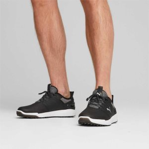 Puma Ignite Elevate Weite Golfschuhe Herren Schwarz Silber | UOEGLFV-80