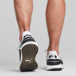 Puma Ignite Elevate Weite Golfschuhe Herren Weiß Schwarz Silber | YUZDBNM-23