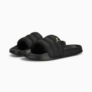 Puma Leadcat 2.0 Puffy Slides Sandalen Damen Schwarz Metal Gold | XVEIOTA-62