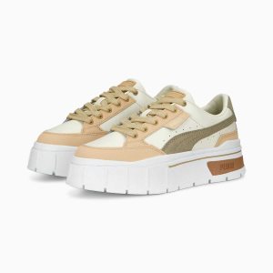 Puma Mayze Stack Luxe Sneakers Damen Weiß Khaki | ENKWXTG-16