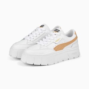 Puma Mayze Stack Sneakers Damen Weiß Hellbraun | ZTXWOLD-86