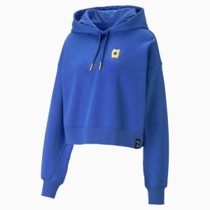 Puma Pivot Cropped Basketball Hoodie Sweatshirts Damen Königsblau Blau | HPSEVIG-87