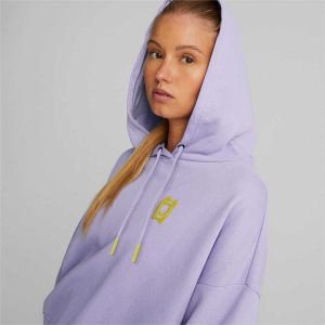 Puma Pivot Cropped Basketball Hoodie Sweatshirts Damen Lila | IQFOHAM-48