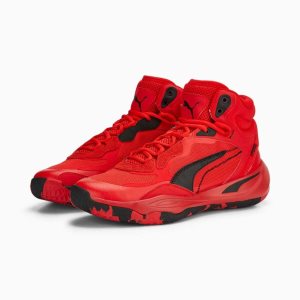 Puma Playmaker Pro Mid Basketballschuhe Damen Rot Schwarz | AUGTIOM-04