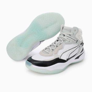 Puma Playmaker Pro Mid Basketballschuhe Herren Weiß Schwarz | TEBPSML-23