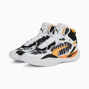 Puma Playmaker Pro Mid Block Party Basketballschuhe Damen Weiß | LJPNGQS-98