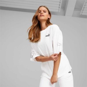 Puma Power Colourblock Tee Sport Bh Damen Weiß | PNWSKLY-32