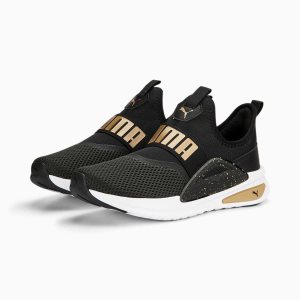 Puma Soft Ride Enzo Evo Slip-on Sparkle Laufschuhe Herren Schwarz Gold | ZFKVQSC-85