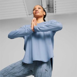 Puma Studio Yogini Lite Long Sleeve Sport Tee Sport Bh Damen Grau | NDIQKBJ-41
