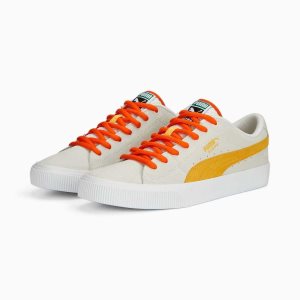 Puma Suede Skate Nitro Sneakers Damen Weiß Senfgelb Weiß | CFQMEWH-40