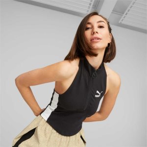 Puma T7 Half-zip Mock Neck Tee Sport Bh Damen Schwarz | OQPMNVS-02